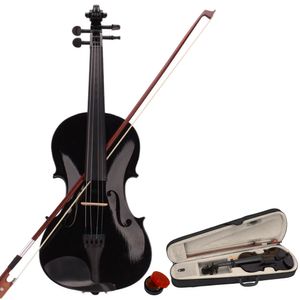 4/4 Akustik Geigens Case Bogen Rosin Black Schwarz