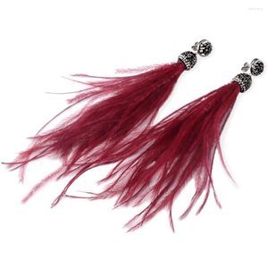 Brincos de Dangle Lfpu Bohemian Avestruz Feather Long Crystal Tassel Drop Jewelry for Women Wedding