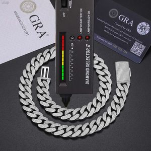 100% Pass Diamond Tester 15mm Moissanite Iced Out Cuban Link Chain Luxury 925 Sterling Silver Lab Grown Gemstone Neck