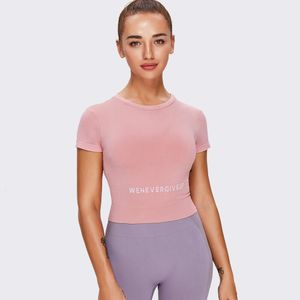 Ny Internet Celebrity Seamless Yoga Short Sleeved Fiess Suit, Tight Montering T-Shirt, Women's Running Sports Top F41734