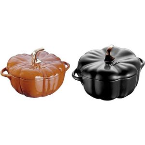 Otantik Fransız Yapımı Dökme Demir Kabak Yahudi Pot - 3.5 litre kapasite, paslanmaz çelik düğmesi, 3-4 porsiyon için ideal, yanmış turuncu renk