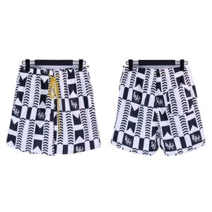 الإصدار العالي Rhude Stripe Print High Street Draphstring Shorts فضفاضة سراويل Capris العصرية