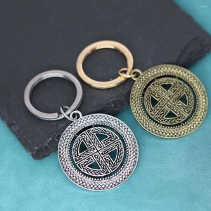 Keychains Nedar Vintage Viking Sheild Knot Asatru Cross Keychain Norse Amulet Protection Pendant Keyring Men Jewelry Gift Charm Key Chain