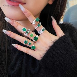 Vanclef Necklace Custom 5A CZ Cubic Zirconia Emerald Stone Green Engagement Ring Diamond Sterling Sier Jewelry Gold Wed