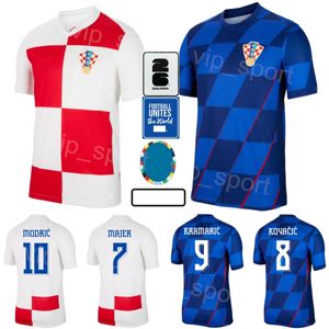 24 25 Euro Cup Soccer Jersey National Team 7 Mer 9 Kramaric 13 Vlasic 17 Petkovic 4 Gvardiol 22 Juranovic 10 Modric 8 Kovacic Football -Shirt Kits Herren Kits
