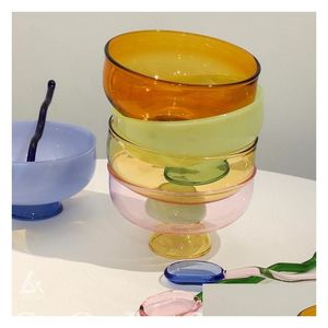 Cień Sieci 4 -calowe miski lodów szklane do jogurtu japońskie słodkie kolory kolorowe zupa odporna na upływ dostawy ogrodu ogrodowe dhzae