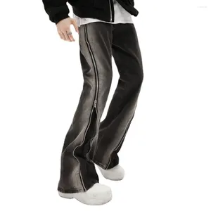 Herr jeans manliga fester varaktiga fritidshudvänliga split raka streetwear trendiga vintage y2k zip comfy mode