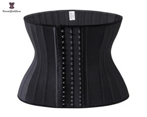 Black Cream 3 Hook And Eye 25 Steel Booned Latex Waist Trainer Fajas Girdle Sashes Waistband Plus Size Underwear Corselet Women 226711990