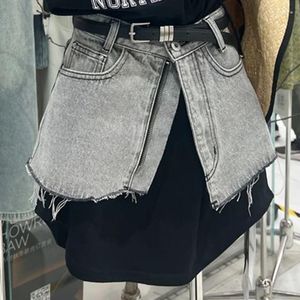 Damen Jeans Jeans Denim Shorts für Frauen im 2024 hohen taillierten Sommer A-Line Spicy Girl Lose Wide Leg Hosen Trend