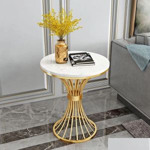 Furniture Living Room Furniture Fashion Nordic Styles Round Table Metal Cylinder Coffee Desk For Home Balcony Restaurant Decor Drop De Homef