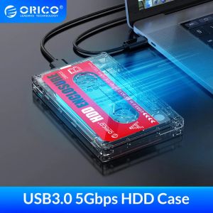 エンクロージャーOrico HDハードドライブケースSSDボックスカセットテープ2.5 '' SSD HDD SATAハードディスク外部ハードドライブUSBボックスの透明デザイン