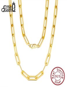 Effie Queen Italian Paperclip Chain Link Necklace 925 Sterling Silver 14k Gold 16quot 18quot 22quot inches Necklaces for Wom6144423