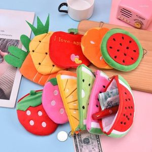 Storage Bags Fruit Pattern Coin Purse Kawaii Wallet Portable Plush Bag Key Earphone Cute Mini Organizer Pouch Zipper Kids Gift