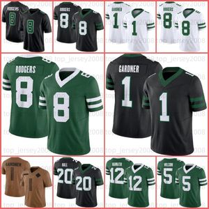 8 Aaron Rodgers Ahmad Sauce Gardner Football Trikot Breece Hall Garrett Wilson Quinnen Williams Quincy Joe Klecko Allen Lazard CJ Mosley Jermaine Johnson II.