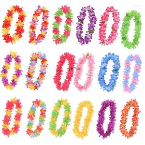 Flores decorativas LEIS HAWAIIAN HAWAII LUAU Tropical Flor Wrinalh Garland Colar para Summer Beach férias de férias de formatura aniversário