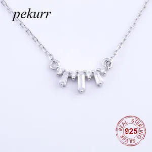 Pendants Pekurr 925 Sterling Silver Long Snowflake Shape Necklaces For Women Cubic Zirconia Fine Jewelry Christmas Gifts