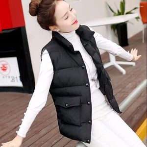 Women's Vests Jacket Vest Autumn Winter Down Cotton Large Pocket StCollar Sleeveless Tank Top Chaleco Mujer