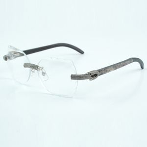 micropaved diamond and cut transparent lens 8300817 natural black textured buffalo horn leg size 60-18-140 mm