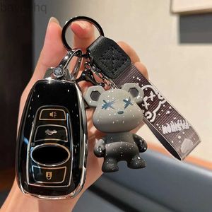 Keychains Lanyards för Subaru XV BRZ Forester Outback Legacy Soft TPU Car Remote Key Case Cover Shell Fob Holder Keychain Accessories D240417