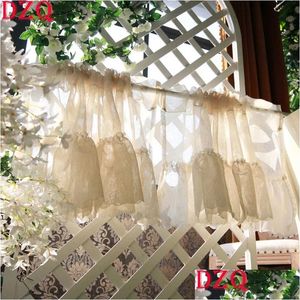 Aprons Curtains French Cotton And Linen Lace Half For Kitchen Tassel Short Curtain Partition Tle Ruffle Bedroom Drop Delivery Home G Dhtvi