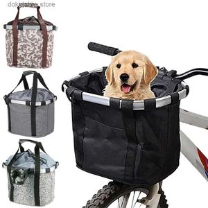 Dog Carrier Mountain Bike Front Basket Bicycle Pet Carrying Bag Foldable and Detachable Bicycle Basket Portable Bicycle Basket 5KG Load L49