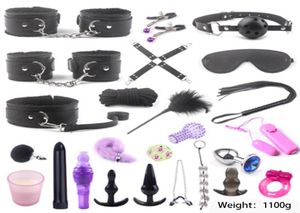 Massage 25 pcs sexy bdsm Bondage Set Gag Handschellen Peitsche Seile Augennippel Klemmen für Frauen sexy Spielzeug für Paare Slave Erwachsene G9965058