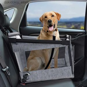 Carrier per cani seggiolino per auto pieghevole con cuscinetto impermeabile per cani Cintiera di sicurezza posteriore regolabile per la cintura per la cintura per piccoli cani media gatto L49