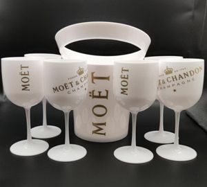 Wiadra i lodowiska z białym szklanką 6pcs Moet Chandon szampan szampana Plastik3053366