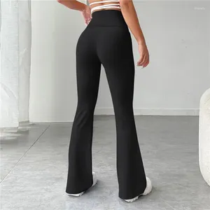 Active Pants Flare Leggings Yoga Kvinnor Hög midja Wide Leg Gym Sports Black Flear Pant Plus Size Dance Trousers 2024