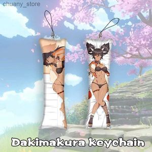 Tornari Canali 4x12cmgenshin Impatto Xinyan Mini Dakimakura Keetchain a doppio lato anime Pendant Game Cartoon Anime Chain Cinetti Gifts Y240417