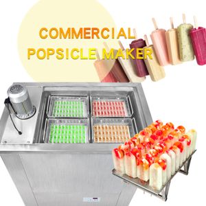 Gratis leverans kommersiellt kök 4 Mögel Ice Popsicle Pop Candy Making Machine, Ice Lollipop Maker med mögeluppsättningar, köldmedium