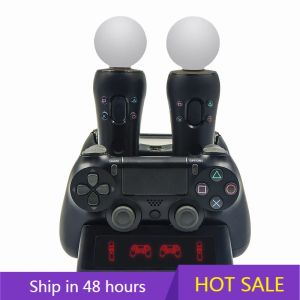 Joysticks 4 i 1 Controller laddningsdockstation Stand för PlayStation PS4 PSVR VR Move Quad Charger för PlayStation Move Controller