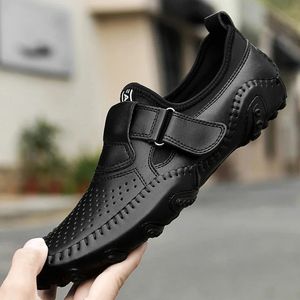 Orijinal Deri Erkek Ayakkabı Sıradan İtalyan Hollow Out Loafers Moccasins Üzerinde Yaz Nefes Alabilir Sürüş Kayışı Zapatos Hombre 240407