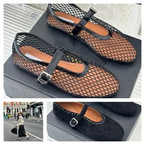 2024 With Box Dress Shoes Designer Sandals ballet slipper slider flat dancing Woman round toe Rhinestone Boat formal office Luxury leathers riveted size GAI 35-40