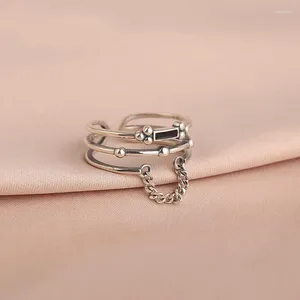 Cluster Rings Designer Original Thai Silver Multi-layer Opening Adjustable Ring Retro Domineering Wide Version Cold Couple Style Jewelry