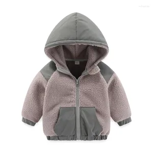 Jacken springen Messgeräte 2-7T Winter Hood Baby Solid Reißverschluss Jungen Mädchenmäntel Fahion Kinder Outwear Vlies Kinderkleidung Kleidung