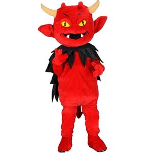 2024 Novo adulto Red Devil Mascot Costume Fun, traje de roupa de aniversário Festa de Halloween Arma