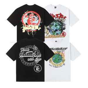 Tshirt Hellstar Gömlek Tasarımcı Tişörtleri Grafik Tee Giysileri Giysileri Yenilikçi Vintage Yıkanmış Kumaş Sokak Graffiti Yazı Folyo Baskı Gevşek Takım Artı Boyut