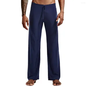 Pantaloni maschili sport casual sport a colore solido di seta ghiacciata elastica in vita elastico pantalone da yoga lounge pajama