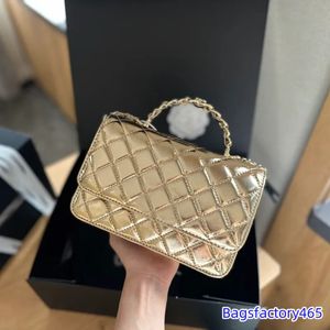 Woc Handle Bag Luxury Handbag Stylish Women Shoulder Bag Leather Diamond Gold Hardware Metal Cc Buckle Matelasse Chain Crossbody Bag Makeup Bags Purse Sacoche 19cm