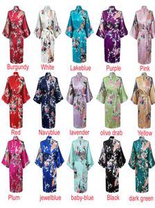 Whole Flowerpeacock Kimono accappatoio Women Satin Soft Sleep abbigliamento Sexy Mini Sposa Bridesmaid Wedding Wedding Dressing da festa 8333477