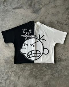 Streetwear T Shirt Y2K Harajuku Hip Hop Letter Cartoon Graphic Print Oversizesed Tshirt Mens za okrągła szyja bawełniany krótkie topy 240416