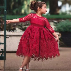 Kids Dresses For Girls Flower Lace Tulle Dress Wedding Little Girl Ceremony Party Birthday Dress Children Autumn Casual Clothing 240407