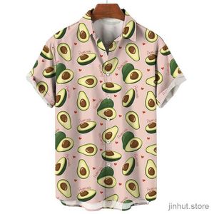 Herr t-shirts frukt banan körsbär 3d tryckta grafiska skjortor för män kläder mode hawaiian lapel blus casual streetwear lapel blus topp