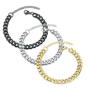 designer necklace Gold Silver Black Stainless Steel Six Sided Grinding Necklace Mens Fashion Dominant Cuban Chain Hip Hop Titanium Necklace