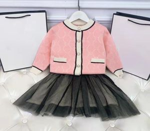 Children clothing sets girls knitted cardigan nosleeved skirts princess mesh dresses baby suits skinfriendly comfortable kids c3923602