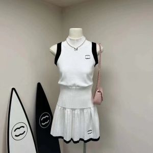 2024 new Women's casual dress summer fashion explosion designer brand women's top dress knitted cotton sleeveless solid color sexy dress elastic tight mini skirt