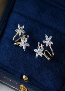 Delikat smycken 14K Real Gold Star Stud örhängen för kvinnor S925 Silver Needle Cubic Zircon Earrings8560641