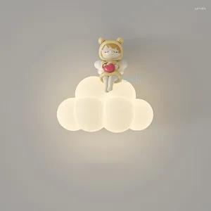 Lampa ścienna kreskówka białe lampy chmur anioł niedźwiedź noc światło kreatywne sypialnia do sypialni sypialnia sypialnia lampy montowania AC220V dioda LED