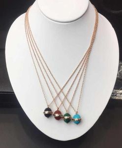 925 Sterling Silver Jewelry for Women Colorful Ball Pendants Rose Gold Necklace Luxcy Beads Halsband Party Jewelr9374072